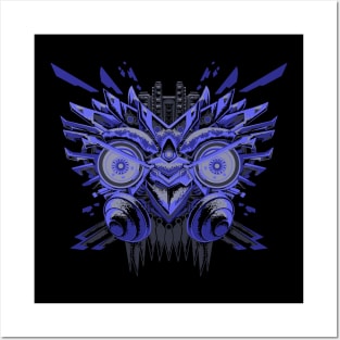 Abstract Neon Owl Posters and Art